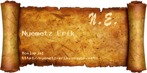Nyemetz Erik névjegykártya